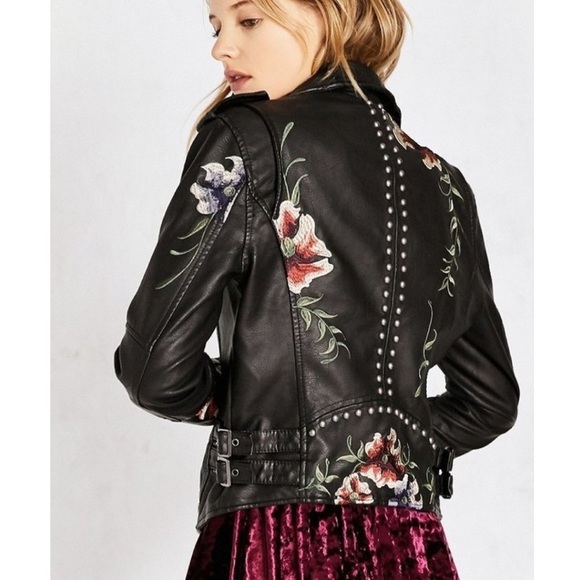 BlankNYC floral embroidered leather jacket NWT - Picture 2 of 8